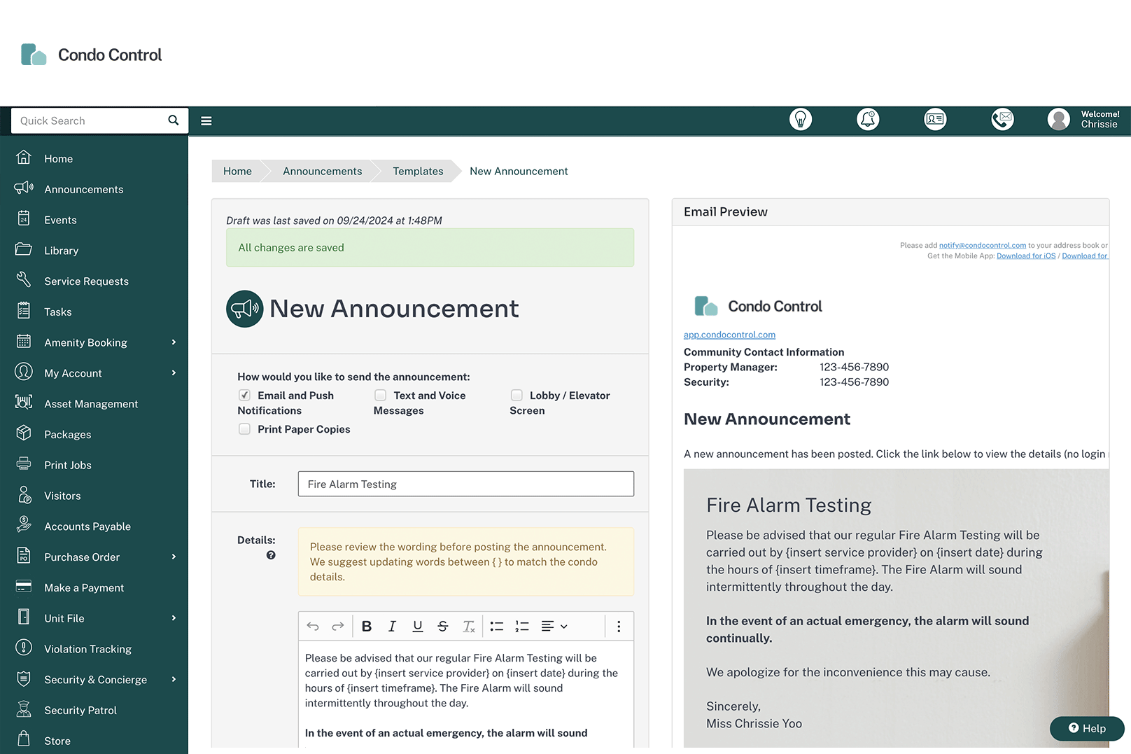 screenshot of Condo Control
